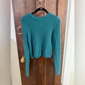 NWT Express Teal Ribbed Crew Neck Sweater